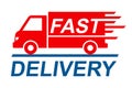 Fast shipping delivery truck, shipping service - vector